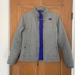 Light gray The North Face jacket with purple lining